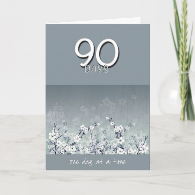 90 dagars Sober Clean Flowers Birthday Card Kort (Framsida)