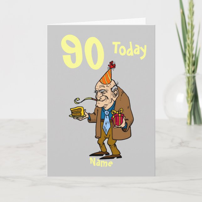 90:e 90 idag födelsedagskort personlig tecknad ser kort (Framsida)