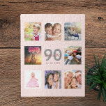 90:e anpassningsbar foto ro guld  rosa pussel<br><div class="desc">En unik 90:e födelsedagspresent eller keepsaké, som firar sitt liv med en kollage av 8 av dina foton. Lägg till bilder från hennes familj, vänner, sällskapsdjur, hobbieser eller drömresmål. Anpassa och lägg till namn, 90 år och ett datum. Grått och mörk ro guld färgad brev. Elegant och trendig rosa, bakgrund...</div>