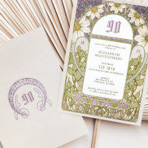 90:e Art nouveau-Daisy för födelsedagsinbjudan