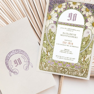90:e Art nouveau-Daisy för födelsedagsinbjudan Inbjudningar