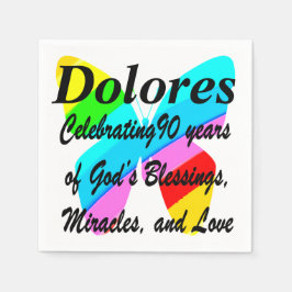 90:E BIRTHDAY ANPASSNINGSBAR-FÄRGFÄRG BUTTERFLISKA PAPPERSSERVETT