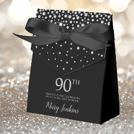 90:e Birthday Black Sparkly Tack Presentaskar