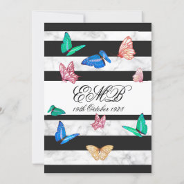 90:e Birthday Black White Butterfly Birthday Invi Inbjudningar