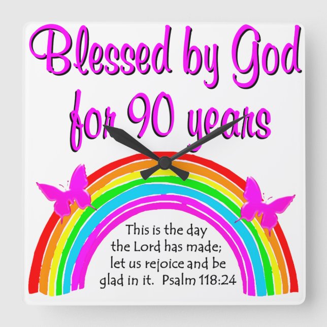 90:E BIRTHDAY BLESSING FYRKANTIG KLOCKA (Framsida)