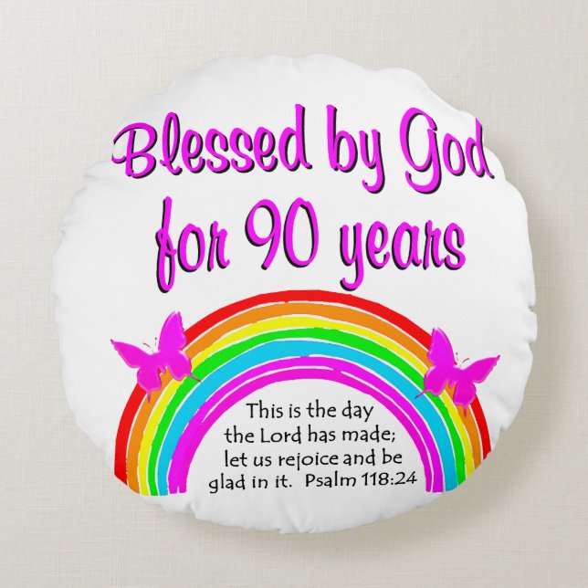90:E BIRTHDAY BLESSING RUND KUDDE (Framsidan)