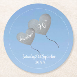 90:e blå himmel & silver-ballongen underlägg papper rund