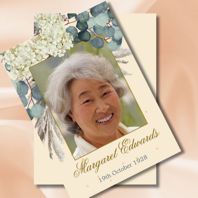 90:e Blommigt Cream Elegant Guld Photo Birthday Inbjudningar (Skapare uppladdad)