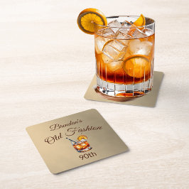 90:e Cocktail Male Old Fashion Birthday Underlägg Papper Kvadrat