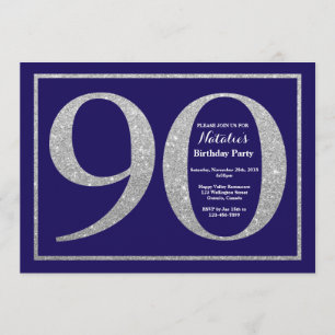 90:e dagflottan Blue och Silver Glitter Inbjudningar