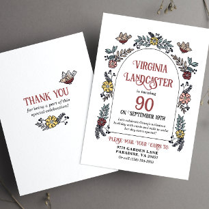 90:e dusch för Cute Garden efter Mail Birthday Inbjudningar