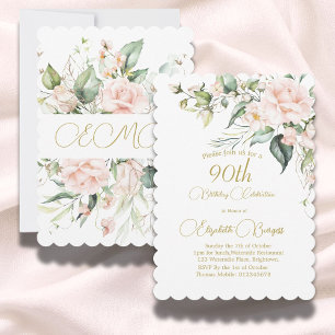 90:e Elegant för Blommigt av vattenfärg på födelse Inbjudningar