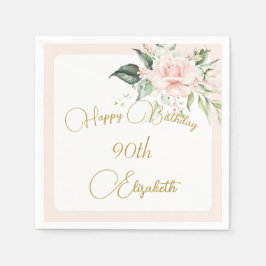 90:e Elegant för Rosa av vattenfärgen Blommigt Pappersservett