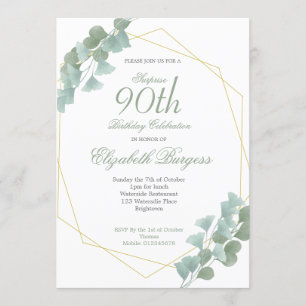 90:e Eucalyptus Chic Geometrisk Elegant vid födels Inbjudningar