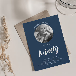 90:e fågelblått med minimalistiskt skript - foto inbjudningar