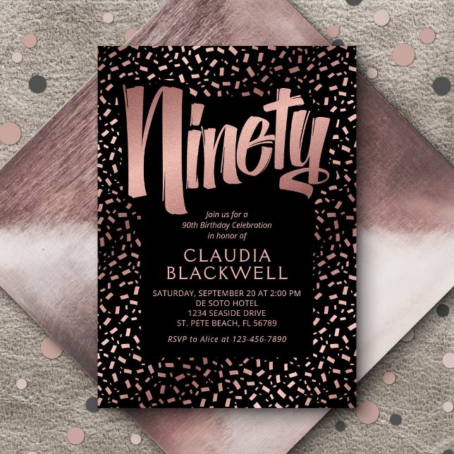 90:e födeldagen Ro Guld Inbjudningar (Skapare uppladdad)