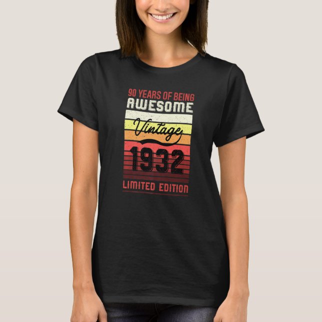90:e födelsedag 1932 90:e födelsedag t shirt (Framsida)