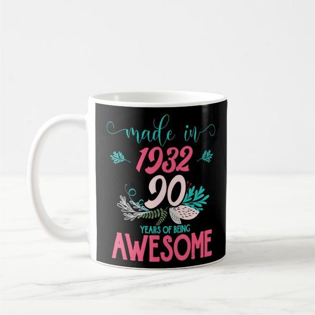90:e födelsedag 1932 Blommigt för 90 år sedan Kaffemugg (Vänster)