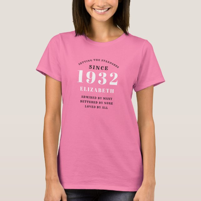 90:e födelsedag 1932 Elegant Lägg till Chicens Ros T Shirt (Framsida)