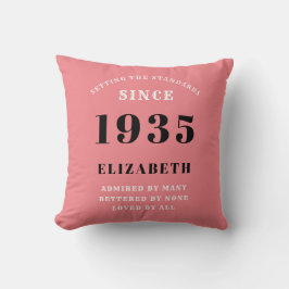 90:e födelsedag 1935 Rosa Girly Elegant Chic Kudde