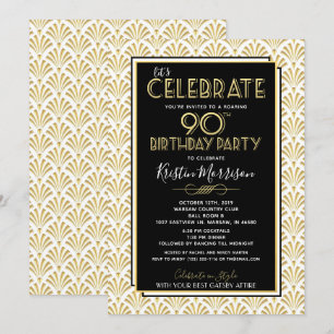 90:e födelsedag Art Deco Gatsby Roaring 20-årsjubi Inbjudningar