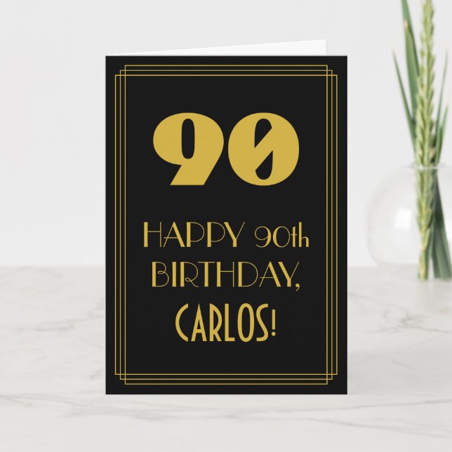 90:e födelsedag ~ Art Deco Inspired Titta "90" & N Kort (Framsida)