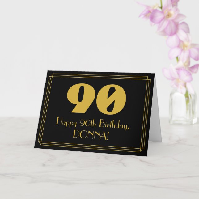 90:e födelsedag: Art Deco Inspired Titta "90" & Na Kort (Orkide)