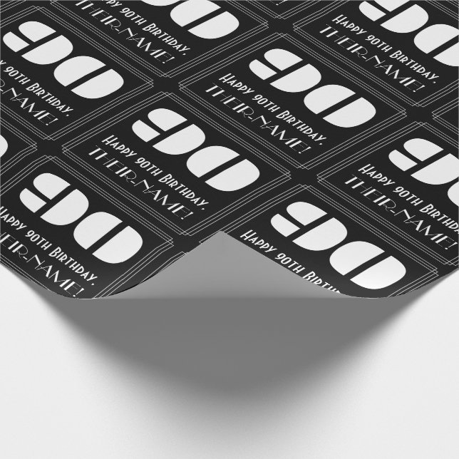 90:e födelsedag: Art Deco Inspired Titta "90" & Na Presentpapper (Hörn)