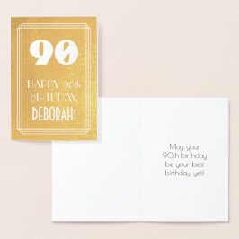 90:e födelsedag ~ Art Deco Stil "90" & anpassat na Folierat Kort