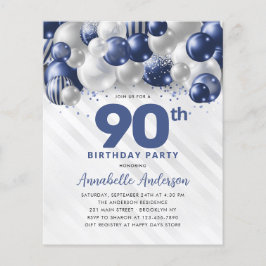 90:e födelsedag billigt Blue Silver Balloon Glitte Flygblad
