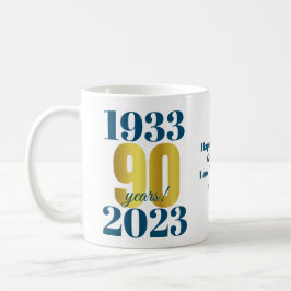 90:e födelsedag, blå Guld Kaffemugg