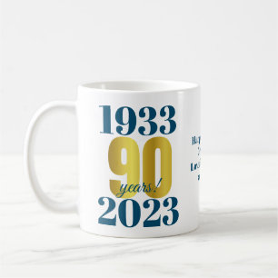 90:e födelsedag, blå Guld Kaffemugg