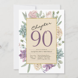 90:e födelsedag Blommigt Party Inbjudningar
