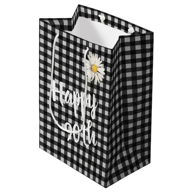 90:e födelsedag Daisy på Gingham Medium Gift Bag (Framsidan Vinklad)