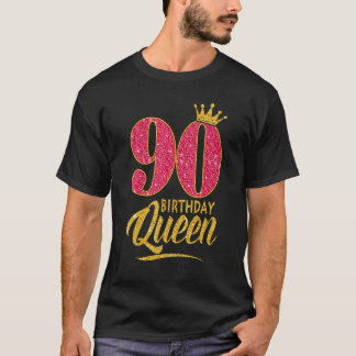 90:e födelsedag drottning 90 år gammal Krona rosa T Shirt