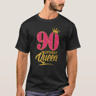 90:e födelsedag drottning 90 år gammal Krona rosa T Shirt