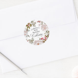 90:e födelsedag Elegant december Blommigt Runt Klistermärke