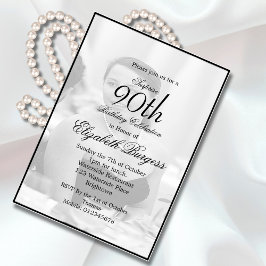 90:e födelsedag Elegant - enstaka foto födelsedag Inbjudningar