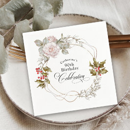 90:e födelsedag Elegant Feminin Blommigt december Pappersservett