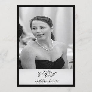 90:e födelsedag Elegant Foto Monogram födelsedag Inbjudningar