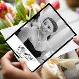 90:e födelsedag Elegant Foto Monogram födelsedag Inbjudningar