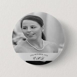 90:e födelsedag Elegant Foto Monogram födelsedag Knapp