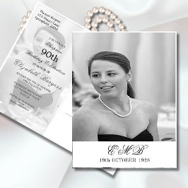 90:e födelsedag Elegant Foto Monogram födelsedag Vykort
