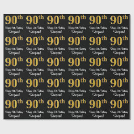 90:e födelsedag: Elegant Luxurious Faux Guld Titta Presentpapper