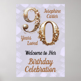 90:e födelsedag Elegant Party Poster