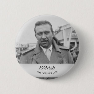 90:e födelsedag Eleganten Photo Monogram Male Birt Knapp