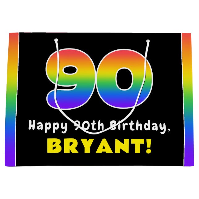 90:e födelsedag: Färgfullt regnbåge nr 90, anpassa (Framsidan)