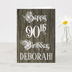 90:e födelsedag: Finare, Elegant: Faux Wood look Kort