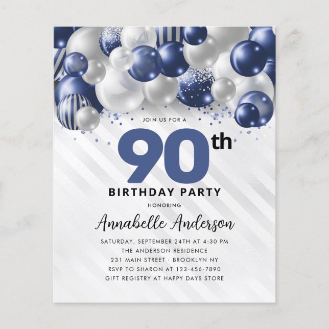 90:e födelsedag för budgetblått Silver-ballongen G (Framsida)