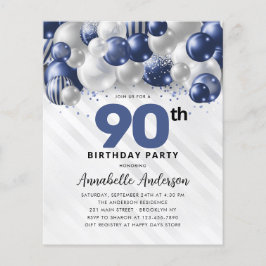90:e födelsedag för budgetblått Silver-ballongen G